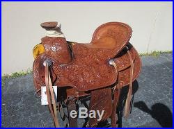 17 Silver Stud Wade Roping Ranch Western Pleasure Tooled Leather Horse Saddle