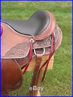 17 Western Leather Horse Wade Roping Wade Saddle Hard Seat with Solid tree