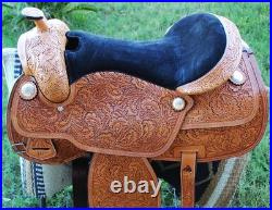 18 Horse Western Barrel Show Pleasure LEATHER SADDLE Bridle 50DBC1