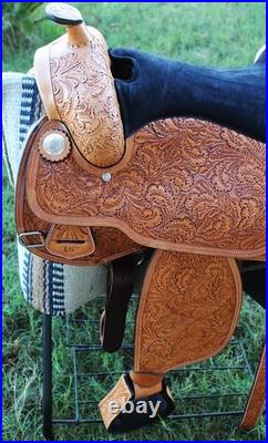 18 Horse Western Barrel Show Pleasure LEATHER SADDLE Bridle 50DBC1