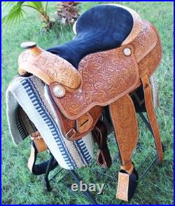 18 Horse Western Barrel Show Pleasure LEATHER SADDLE Bridle 50DBC1