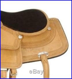18 Inch Western Side Saddle Basketweave Tooled Border Light Oil Leather
