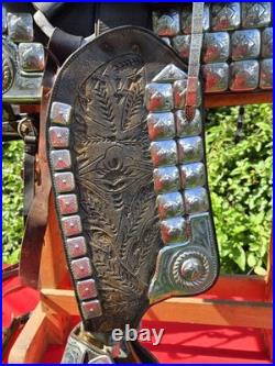 1940s TED FLOWERS SIGNED THE SPOT SHOP RARE PARADE SADDLE 2 BREAST COLLARS VTG