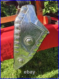 1940s TED FLOWERS SIGNED THE SPOT SHOP RARE PARADE SADDLE 2 BREAST COLLARS VTG