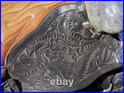 1940s TED FLOWERS SIGNED THE SPOT SHOP RARE PARADE SADDLE 2 BREAST COLLARS VTG