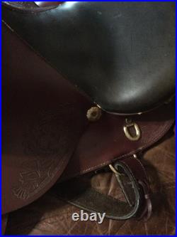 19 inch Australian Custom Horse Western Saddle With Monkey Bar European Leather