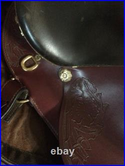 19 inch Australian Custom Horse Western Saddle With Monkey Bar European Leather