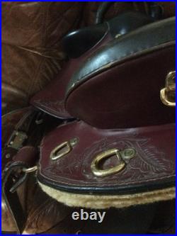19 inch Australian Custom Horse Western Saddle With Monkey Bar European Leather