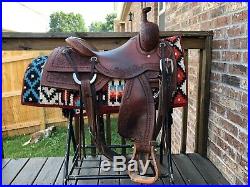 2017 15.5 seat custom made ranch cutter saddle from South Texas Tack