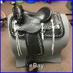 27358KB USED Vintage Black Parade Saddle withBreast Collar 14 Inch