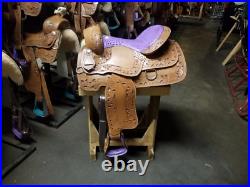 31-16 New 16 Frontier PURPLE filigree saddle gator pattern only 22 pounds