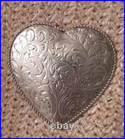 3 Pc Vintage Western Silvertone Heart Engraved Western Saddle Decore Never Used