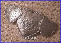3 Pc Vintage Western Silvertone Heart Engraved Western Saddle Decore Never Used