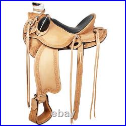 49BH 15 In Western Horse Saddle American Leather Wade Ranch Roping Tan Hilason