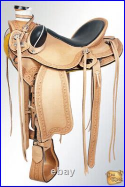 49BH 15 In Western Horse Saddle American Leather Wade Ranch Roping Tan Hilason