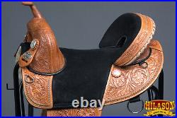 50HS 16 In Hilason Western Horse Treeless Trail Barrel Saddle American Leather