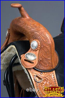 50HS 16 In Hilason Western Horse Treeless Trail Barrel Saddle American Leather