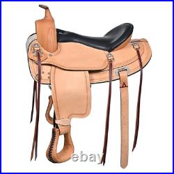 62HS Hilason Western Draft Horse Wide Gullet Trail American Leather Saddle