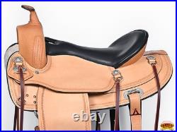 62HS Hilason Western Draft Horse Wide Gullet Trail American Leather Saddle