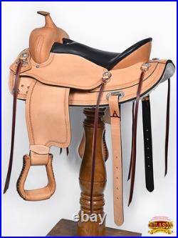 62HS Hilason Western Draft Horse Wide Gullet Trail American Leather Saddle