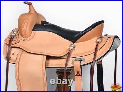 62HS Hilason Western Draft Horse Wide Gullet Trail American Leather Saddle