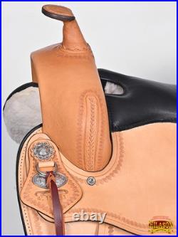 62HS Hilason Western Draft Horse Wide Gullet Trail American Leather Saddle