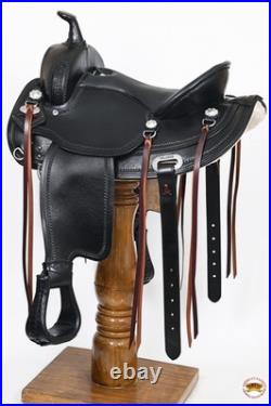 63HS Hilason Western Horse Wide Gullet Trail BlackAmerican Leather Saddle