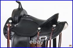 63HS Hilason Western Horse Wide Gullet Trail BlackAmerican Leather Saddle