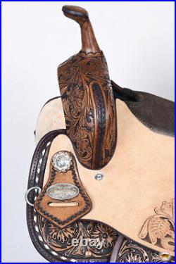 88HS Hilason Western Horse Flex Tree Barrel Trail In American Leather Saddle
