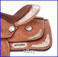 8 Inch Miniature Horse Western Tooled Show Saddle Light Oil Leather