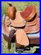 8_Kids_Western_Leather_Floral_Tooled_Half_Seat_Horse_Barrel_Saddle_01_du