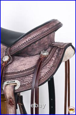 90HS 15 In HILASON Western Horse Saddle American Leather Flex Tree Trail &