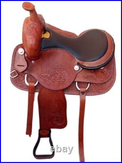 ANTIQUESADDLE Leather western barrel racing horse saddle