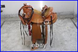 A Fork Premium Western Leather Wade Tree Roping Ranch Horse Saddles 10-20