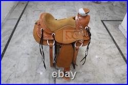 A Fork Premium Western Leather Wade Tree Roping Ranch Horse Saddles 10-20
