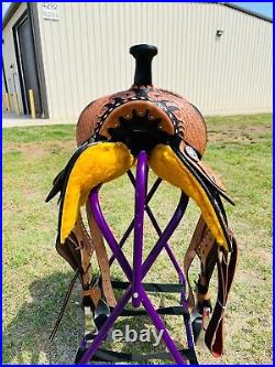 Adult 100% Roughout Leather Barrel Horse Saddle with Suede Seat 14 to 17
