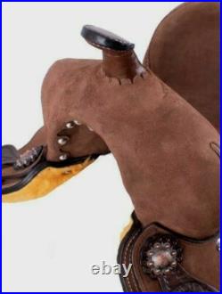Adult Western Barrel Racing Horse Saddle 13 in FQHB Deep Seat Chocolate Roughout