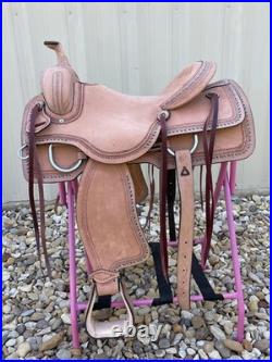 Adult Western Horse Ranch Cutting Saddle Sizes 14-18 Hand-Tooled Free Shipping