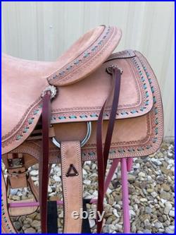 Adult Western Horse Ranch Cutting Saddle Sizes 14-18 Hand-Tooled Free Shipping