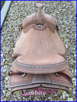 Adult Western Horse Ranch Cutting Saddle Sizes 14-18 Hand-Tooled Free Shipping
