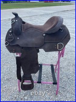 Adult Western Horse Roughout Leather Work Saddle 15/16/17 Inch Free Shipping