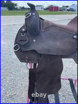Adult Western Horse Roughout Leather Work Saddle 15/16/17 Inch Free Shipping