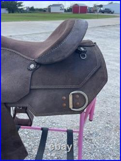 Adult Western Horse Roughout Leather Work Saddle 15/16/17 Inch Free Shipping