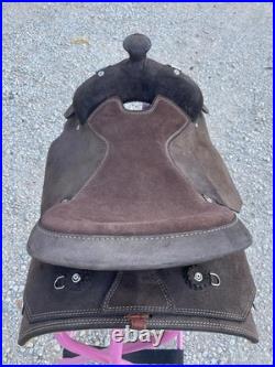 Adult Western Horse Roughout Leather Work Saddle 15/16/17 Inch Free Shipping