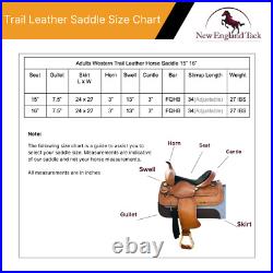 Adult Western Trail Premium Leather Suede Seat Horse Saddle With Silver Conchos