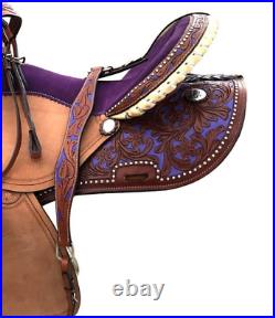 Adults Kids Pony Western Horse Barrel Saddle Leather Tack Set 10 18