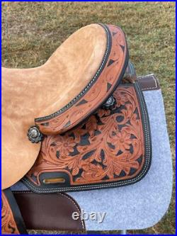 Adults Western Horse Barrel Saddle Floral Tooled 14 to 16 With Free Shipping