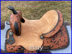 Adults Western Horse Barrel Saddle Floral Tooled 14 to 16 With Free Shipping