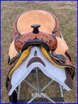 Adults Western Horse Barrel Saddle Floral Tooled 14 to 16 With Free Shipping