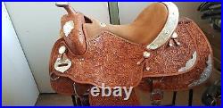 Alamo Western Show saddle riding pleasure trail 16 floral carved with silver